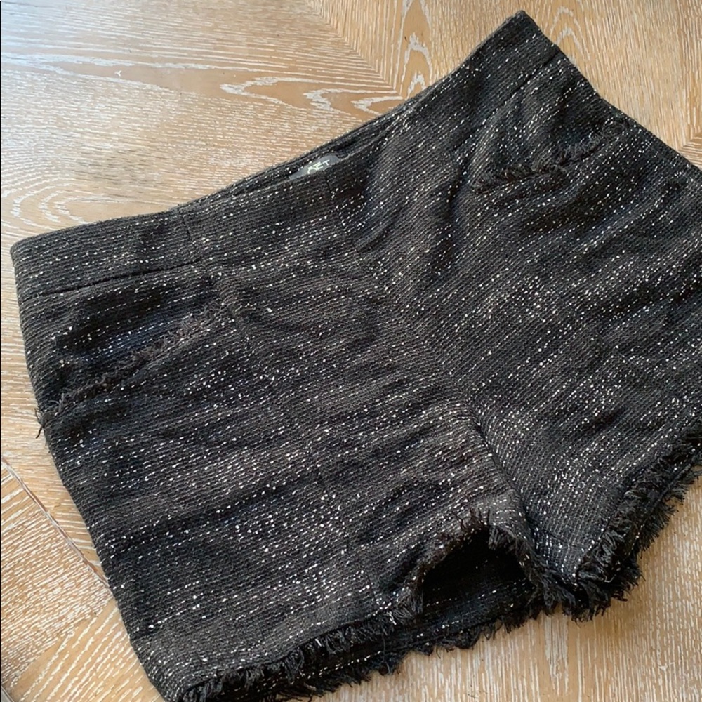 LOFT Black White Frayed Shorts 8